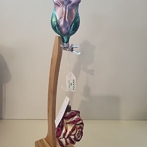 Polish Blown Glass Rose Ornaments
